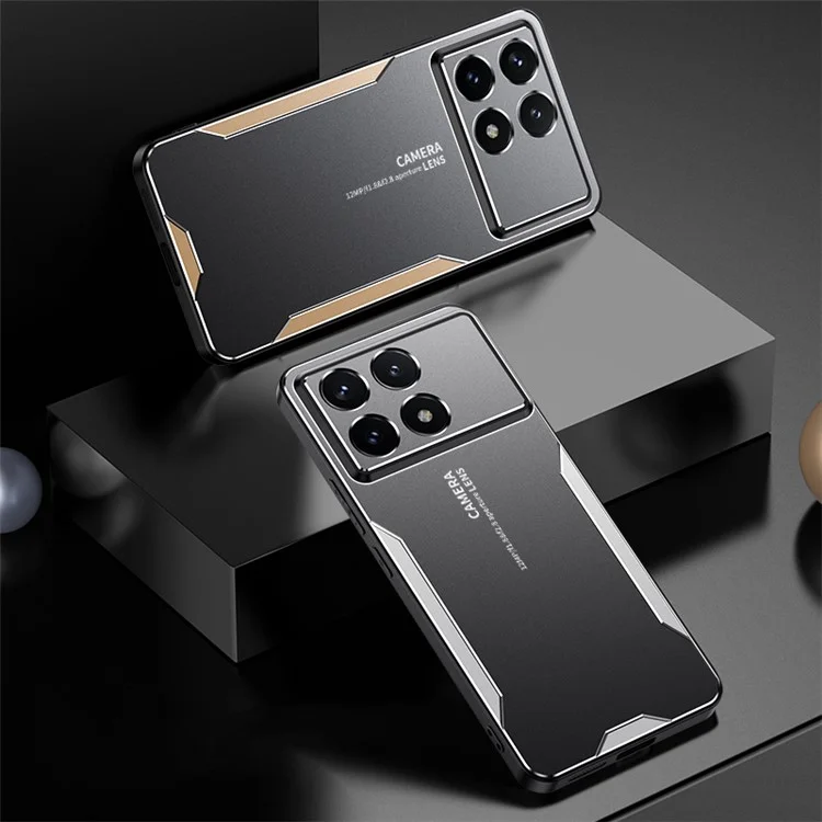 Для Xiaomi Redmi K70E 5G / Poco X6 Pro 5G Гибридный Чехол для Телефона Алюминиевый Сплав+TPU+PC Защитная Крышка - Золотой