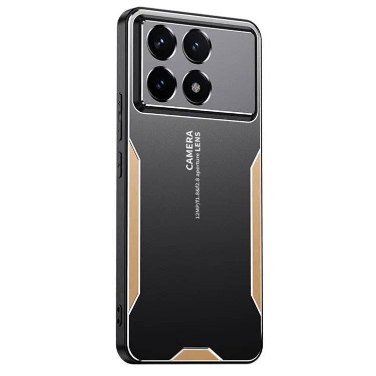 Für Xiaomi Redmi K70 Pro 5G-Hülle - Slim-Fit PC+TPU+Aluminiumlegierung-Handyhülle - Gold