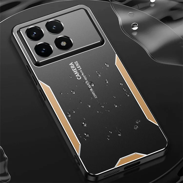 Für Xiaomi Redmi K70 Pro 5G-Hülle - Slim-Fit PC+TPU+Aluminiumlegierung-Handyhülle - Gold