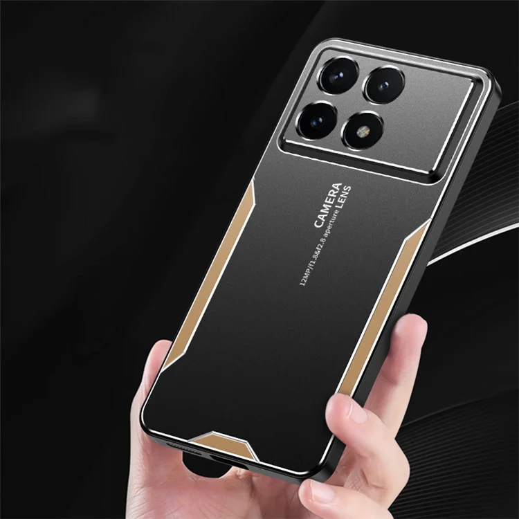 Für Xiaomi Redmi K70 Pro 5G-Hülle - Slim-Fit PC+TPU+Aluminiumlegierung-Handyhülle - Gold