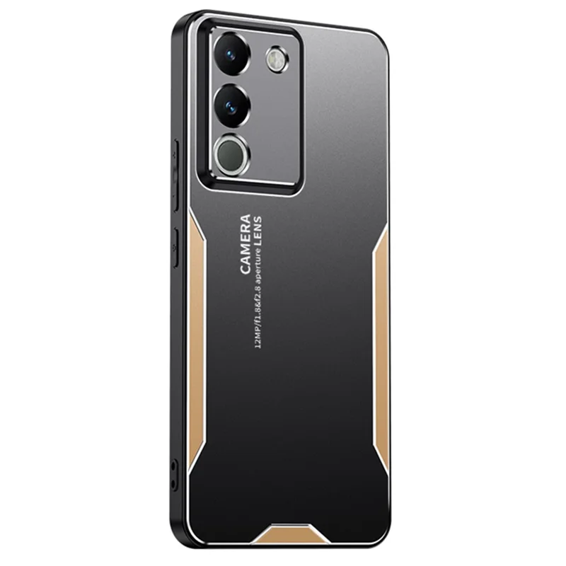 Для vivo Y200 (Индия) 5G PC+TPU+Алюминиевый сплав Чехол для телефона с защитой от падения Чехол для сотового телефона - Золотой