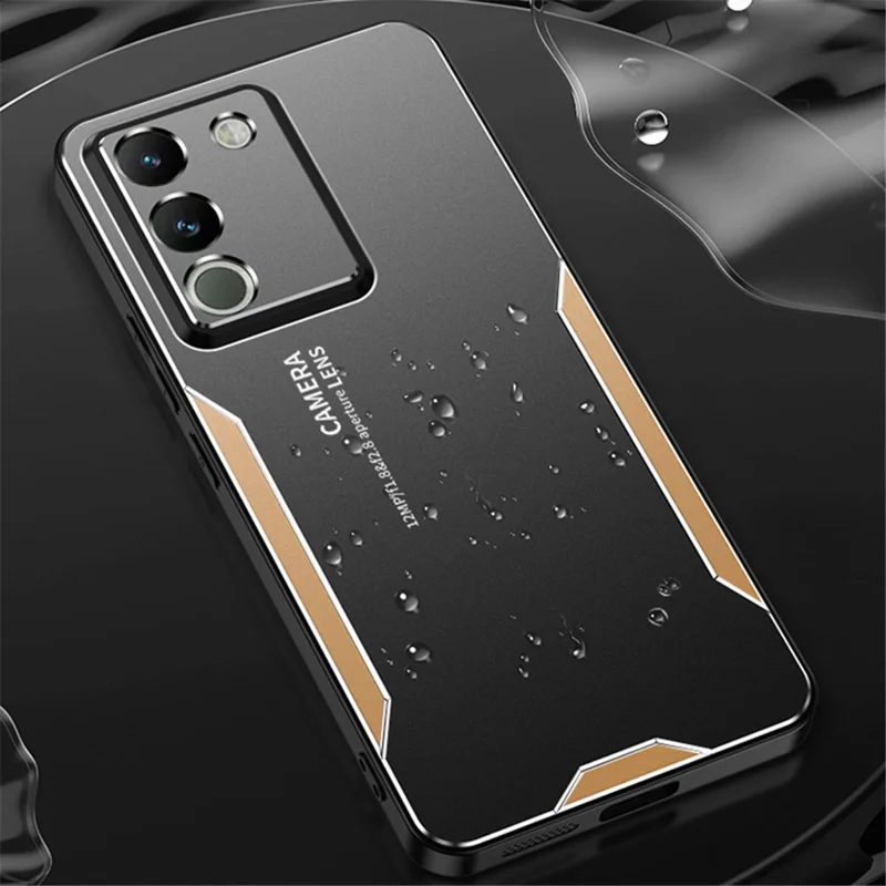 Для vivo Y200 (Индия) 5G PC+TPU+Алюминиевый сплав Чехол для телефона с защитой от падения Чехол для сотового телефона - Золотой
