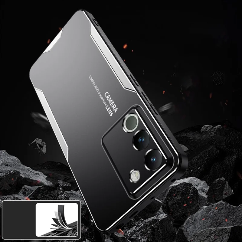Для vivo Y200 (Индия) 5G PC+TPU+Алюминиевый сплав Чехол для телефона с защитой от падения Чехол для сотового телефона - Золотой