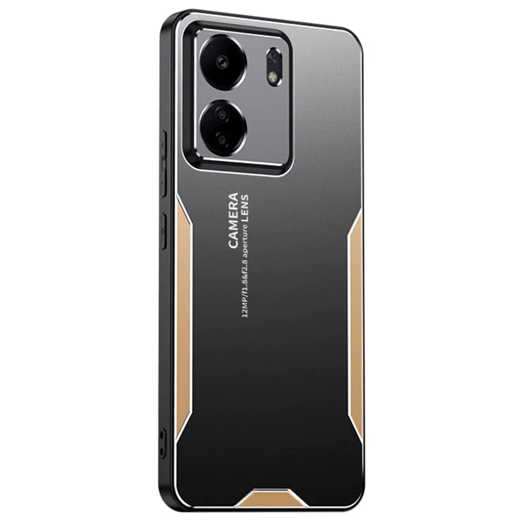 Para Xiaomi Redmi 13C 4G / Poco C65 4G Funda de Teléfono Mate de Aleación de Aluminio+PC+TPU - Dorado