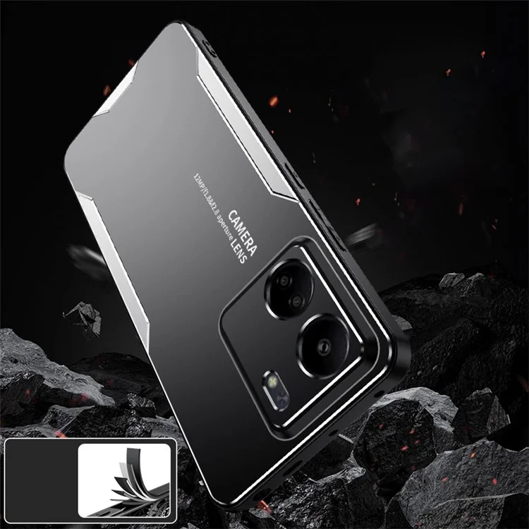 Para Xiaomi Redmi 13C 4G / Poco C65 4G Funda de Teléfono Mate de Aleación de Aluminio+PC+TPU - Dorado