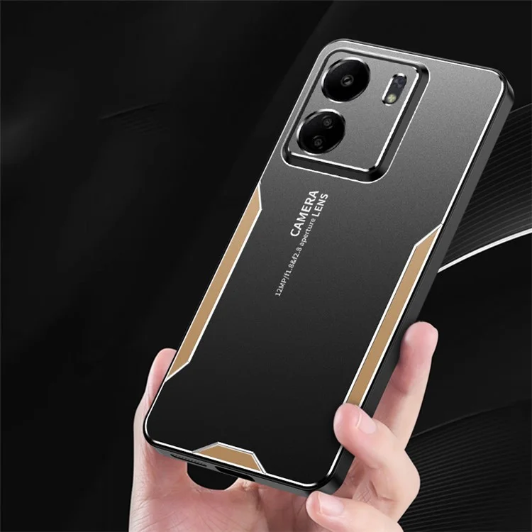 Para Xiaomi Redmi 13C 4G / Poco C65 4G Funda de Teléfono Mate de Aleación de Aluminio+PC+TPU - Dorado
