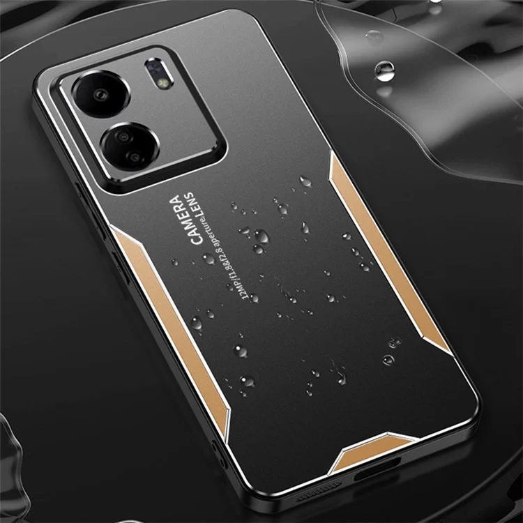 Para Xiaomi Redmi 13C 4G / Poco C65 4G Funda de Teléfono Mate de Aleación de Aluminio+PC+TPU - Dorado