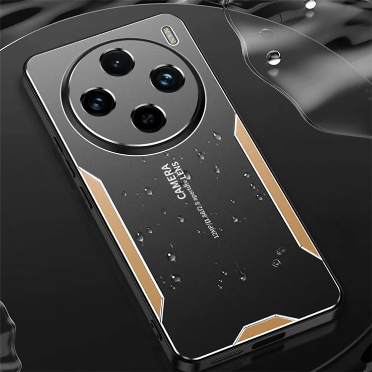 Para vivo X100 5G Anti-Scratch Phone Case Alumínio Alloy+PC+TPU Mobile Phone Cover - Ouro