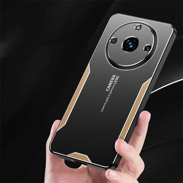 Para Realme 11 Pro+ 5G Funda para teléfono Aleación de aluminio+PC+TPU Funda a prueba de golpes - Oro