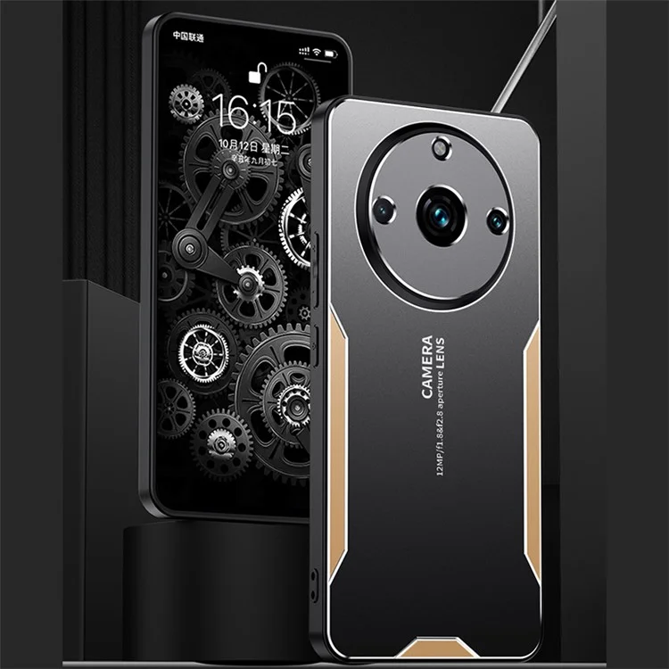 Para Realme 11 Pro+ 5G Funda para teléfono Aleación de aluminio+PC+TPU Funda a prueba de golpes - Oro