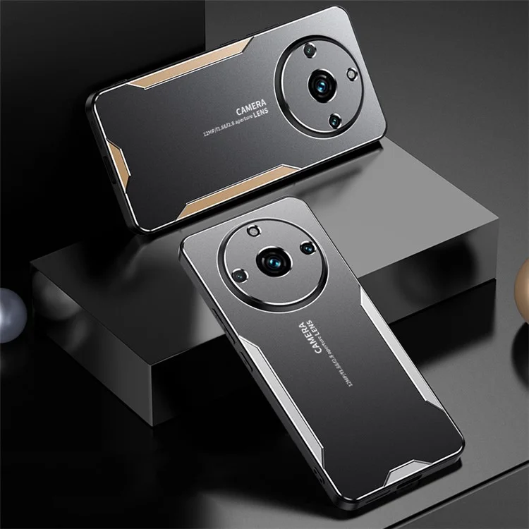 Para Realme 11 Pro+ 5G Funda para teléfono Aleación de aluminio+PC+TPU Funda a prueba de golpes - Oro