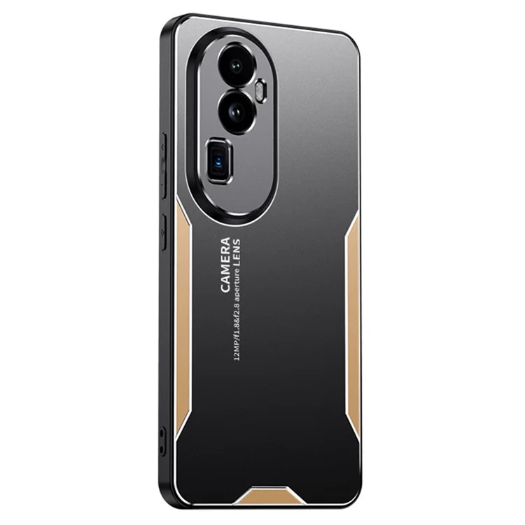 Für Oppo Reno10 Pro+ 5G-Handyhülle, präzise Aussparungen, Aluminiumlegierung, matter Rückendeckel - Gold