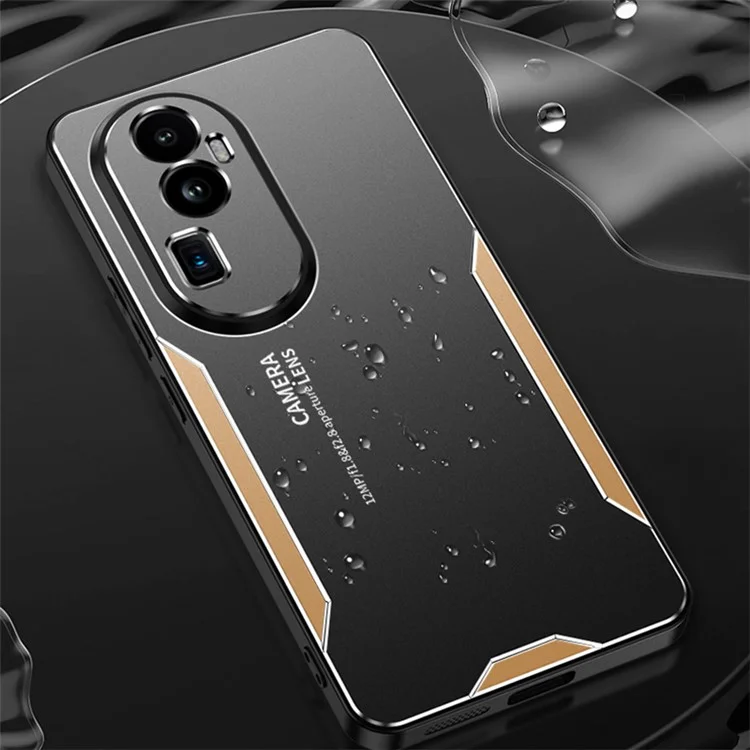 Für Oppo Reno10 Pro+ 5G-Handyhülle, präzise Aussparungen, Aluminiumlegierung, matter Rückendeckel - Gold