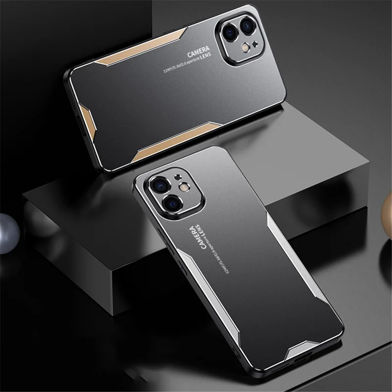 For iPhone 12 Phone Case Aluminum Alloy+PC+TPU Military Grade Shockproof Cover - Blue