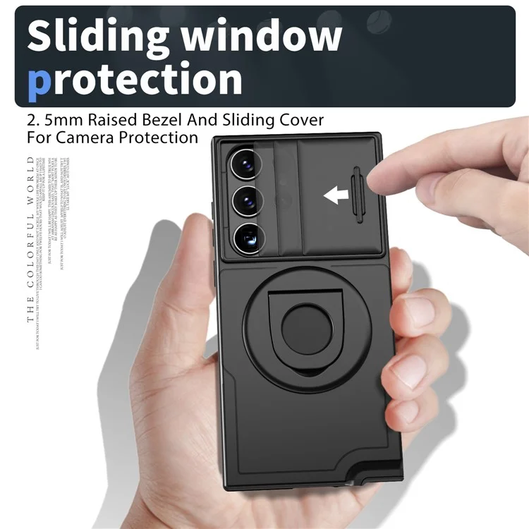 For Samsung Galaxy S23 Ultra Magnetic Phone Case N52 Magnet+PC+TPU Drop-resistant Kickstand Cover - Black