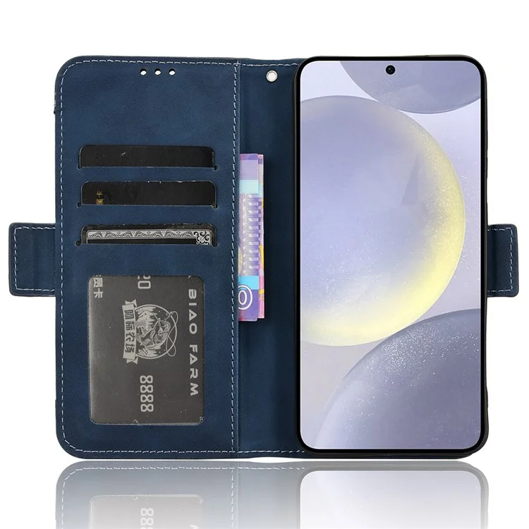 Для Samsung Galaxy S24+ Multiple Card Slots Leather Case with Wallet Stand - Blue