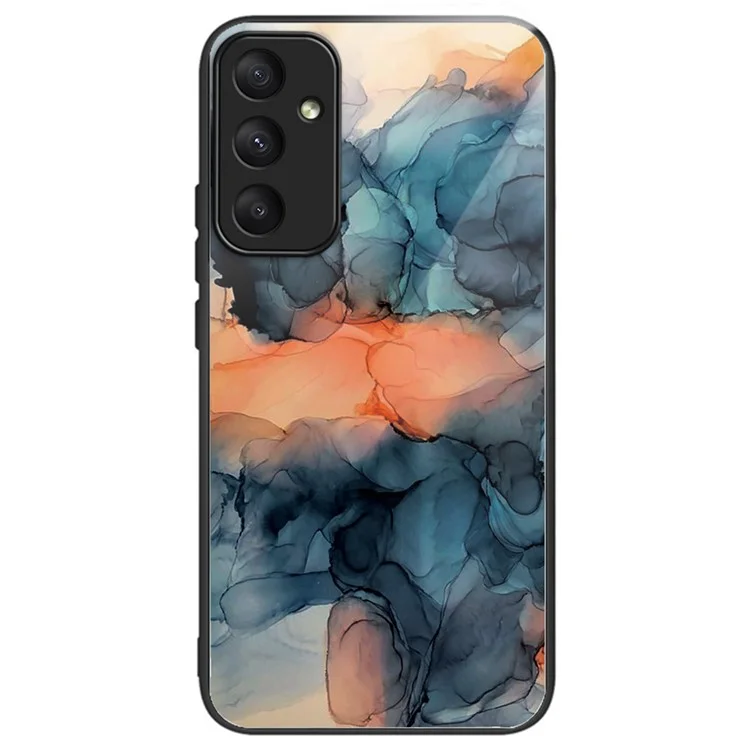 For Samsung Galaxy A35 5G Tempered Glass Back Phone Case Marble Pattern Printing - Style A