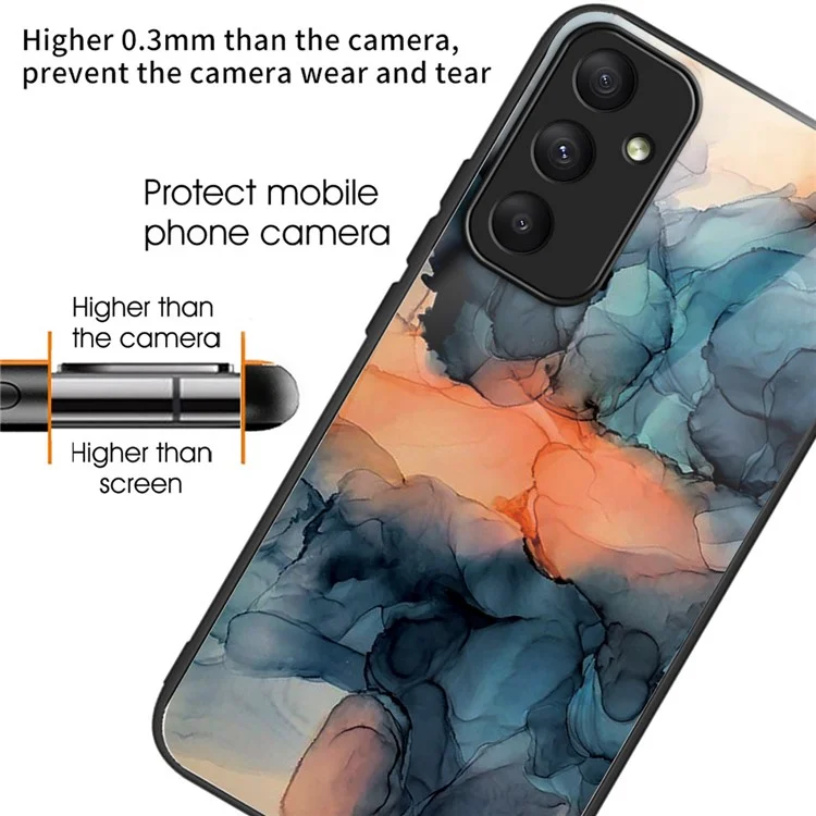 For Samsung Galaxy A35 5G Tempered Glass Back Phone Case Marble Pattern Printing - Style A