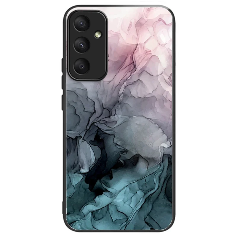 For Samsung Galaxy A55 5G Tempered Glass+PC+TPU Case Marble Pattern Phone Cover - Style D