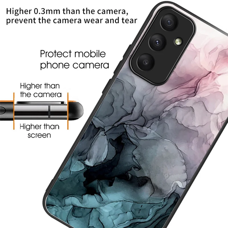 For Samsung Galaxy A55 5G Tempered Glass+PC+TPU Case Marble Pattern Phone Cover - Style D