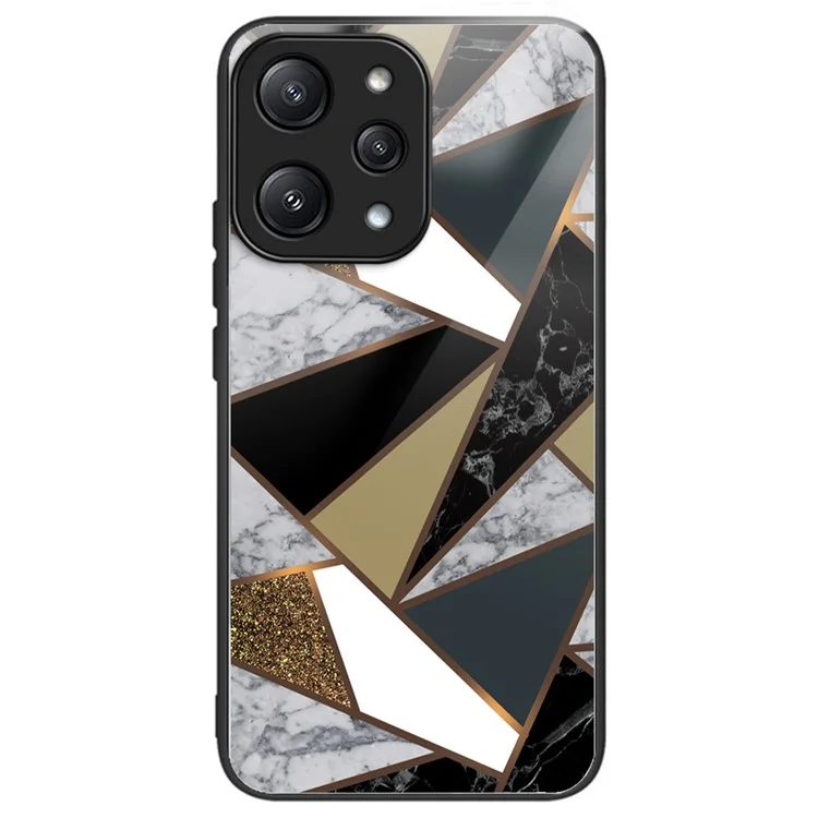 Para Xiaomi Redmi 12 5G (Global) / Poco M6 Pro 5G Capa de Telefone Padrão de Mármore Capa Traseira de Vidro Temperado - Estilo A