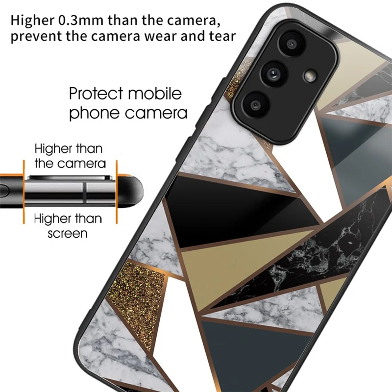 For Samsung Galaxy A15 4G / 5G Tempered Glass Case Shock Protective Phone Cover Marble Pattern - Style N