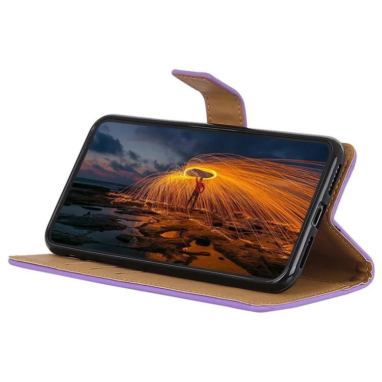 For Samsung Galaxy Xcover7 Leather Phone Case with Wallet Stand Magnetic Clasp - Purple