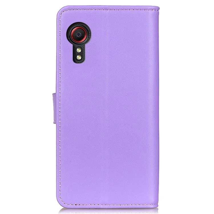 For Samsung Galaxy Xcover7 Leather Phone Case with Wallet Stand Magnetic Clasp - Purple