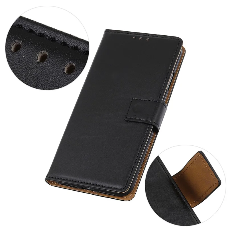 For Samsung Galaxy Xcover7 Leather Phone Case with Wallet Stand Magnetic Clasp - Black