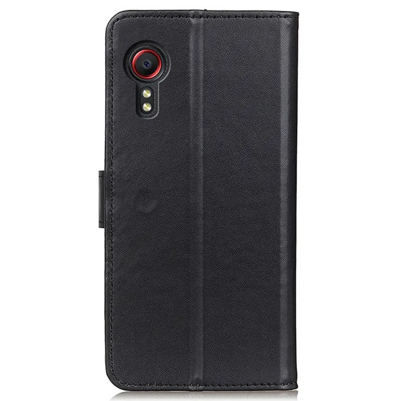 For Samsung Galaxy Xcover7 Leather Phone Case with Wallet Stand Magnetic Clasp - Black