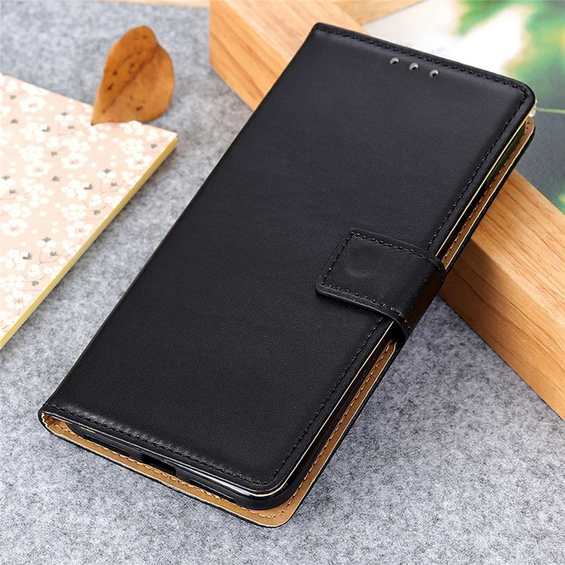 For Samsung Galaxy Xcover7 Leather Phone Case with Wallet Stand Magnetic Clasp - Black