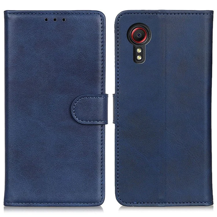 For Samsung Galaxy Xcover7 Cowhide Texture Leather Case with Wallet Stand - Blue