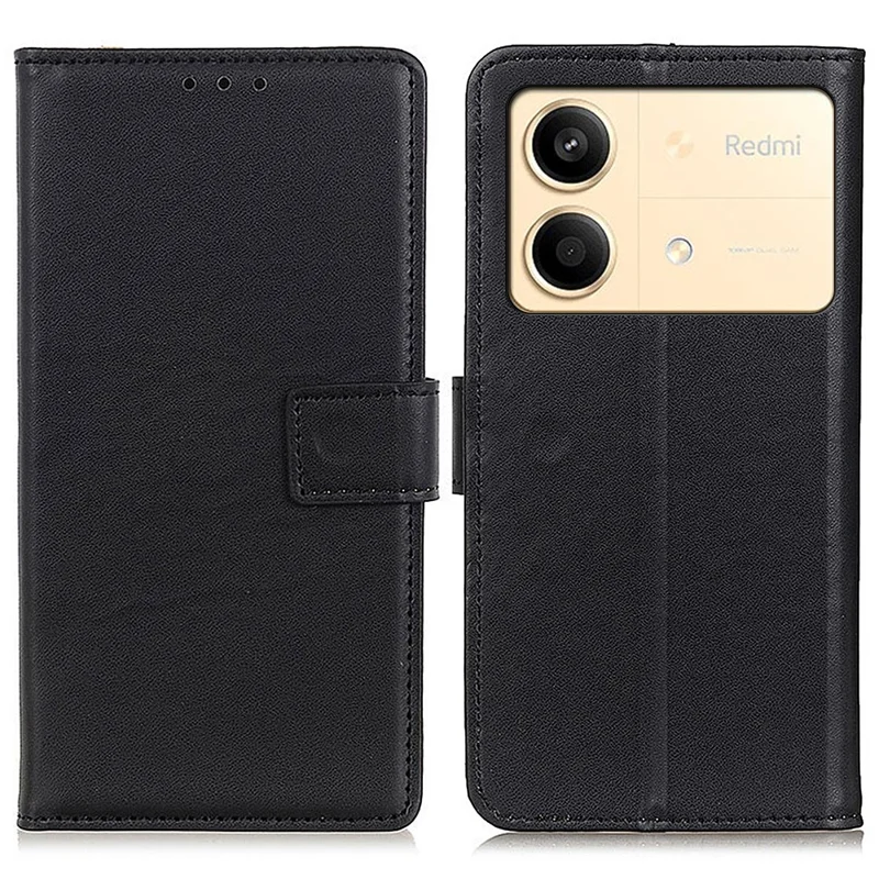 For Xiaomi Redmi Note 13R Pro 5G Leather Wallet Case Protective Phone Cover - Black