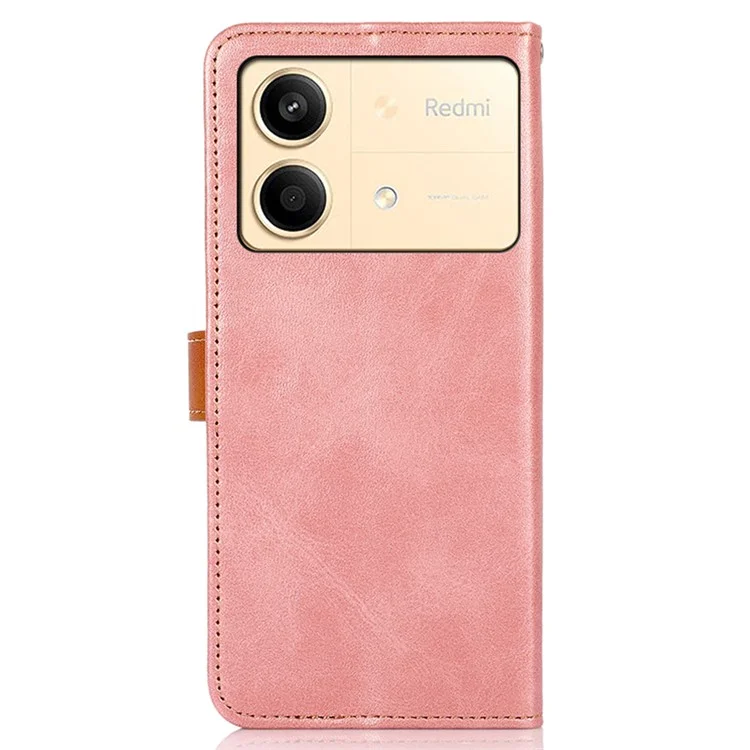 KHAZNEH Pour Xiaomi Redmi Note 13R Pro 5G Étui en cuir portefeuille Couverture Texture de cuir de vache - Or rose