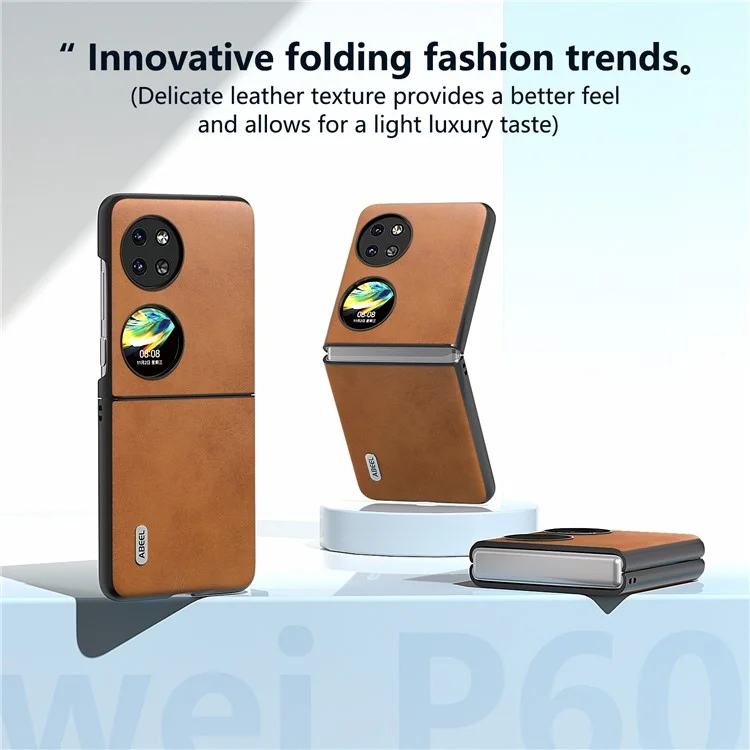 ABEEL Per Huawei Pocket 2 Custodia per Telefono in Pelle PU + Copertura PC Rigida Anti-Shock - Marrone