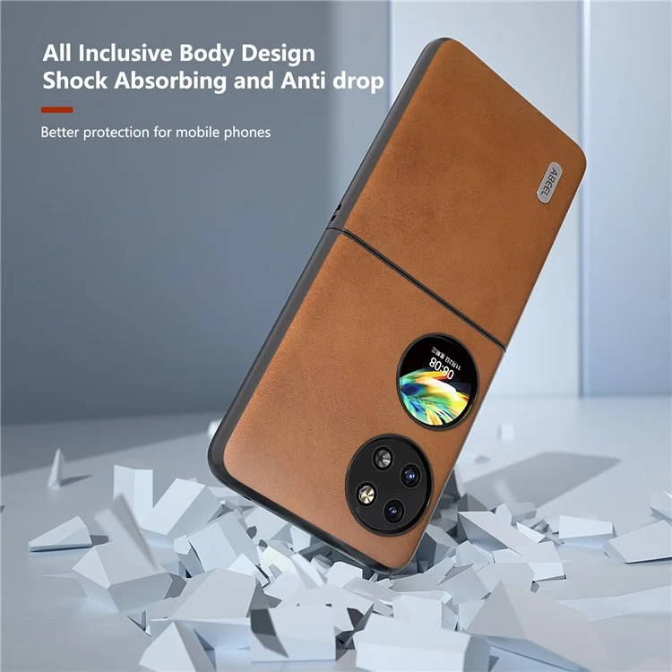 ABEEL Per Huawei Pocket 2 Custodia per Telefono in Pelle PU + Copertura PC Rigida Anti-Shock - Marrone