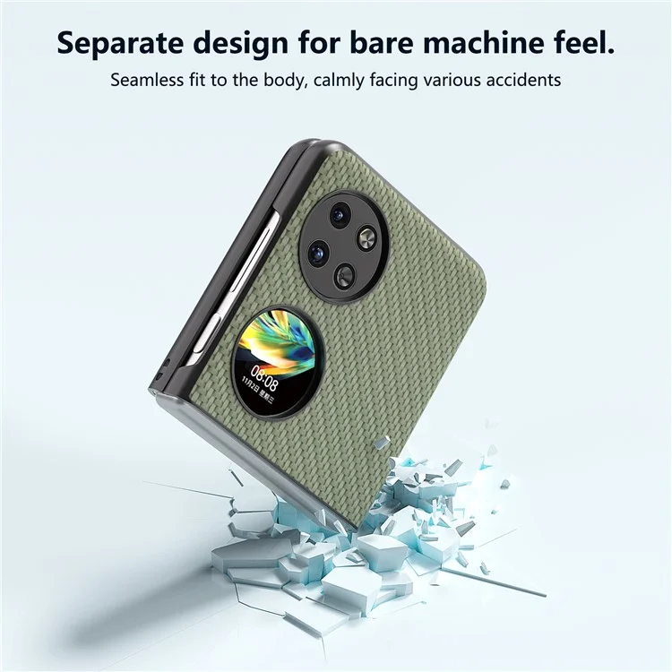 ABEEL For Huawei Pocket 2 Phone Case Carbon Fiber Texture Anti-Scratch - Green