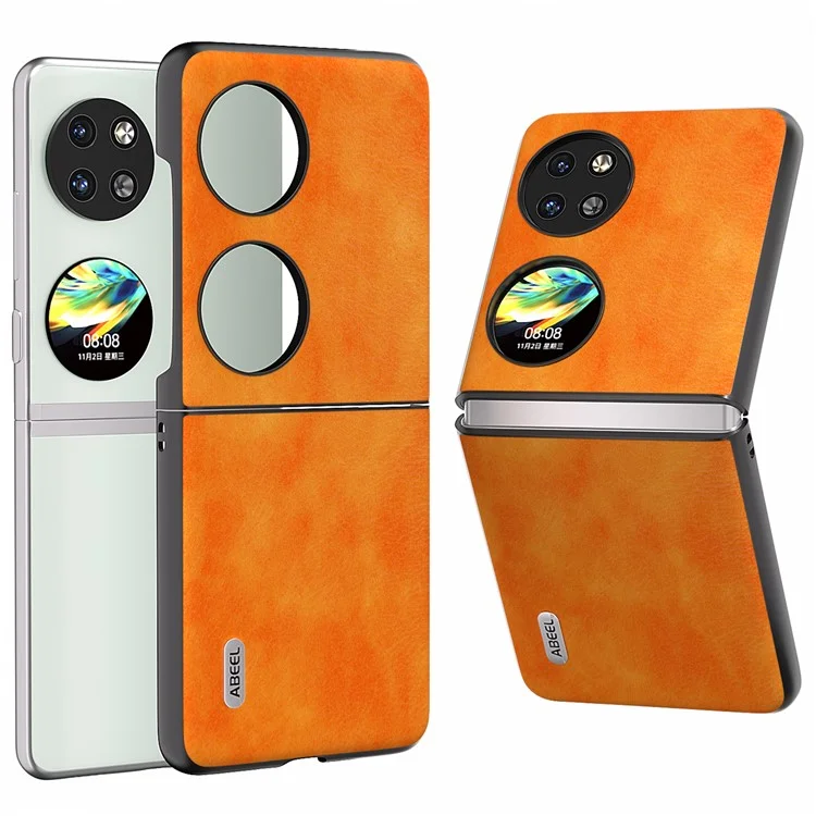 ABEEL Für Huawei Pocket 2 Handyhülle Hartplastik+PU Leder Litchi-Struktur Cover - Orange