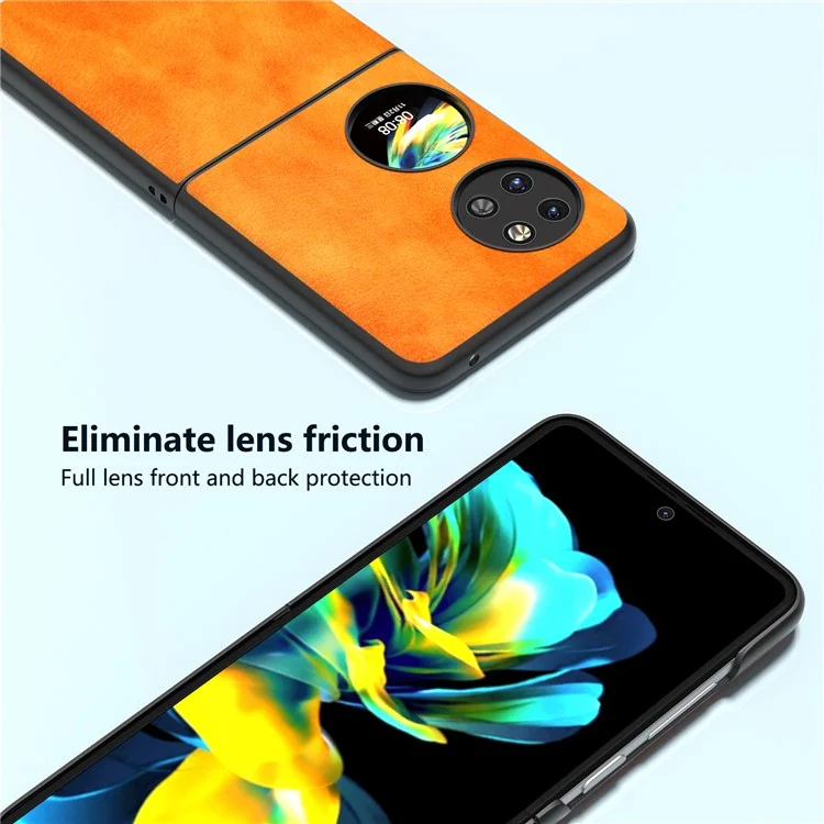 ABEEL Für Huawei Pocket 2 Handyhülle Hartplastik+PU Leder Litchi-Struktur Cover - Orange