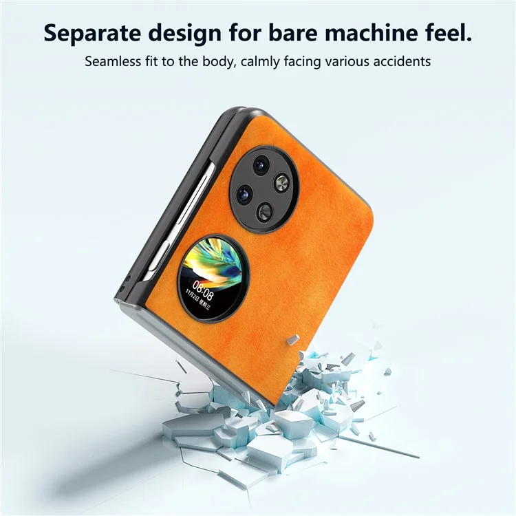 ABEEL Für Huawei Pocket 2 Handyhülle Hartplastik+PU Leder Litchi-Struktur Cover - Orange
