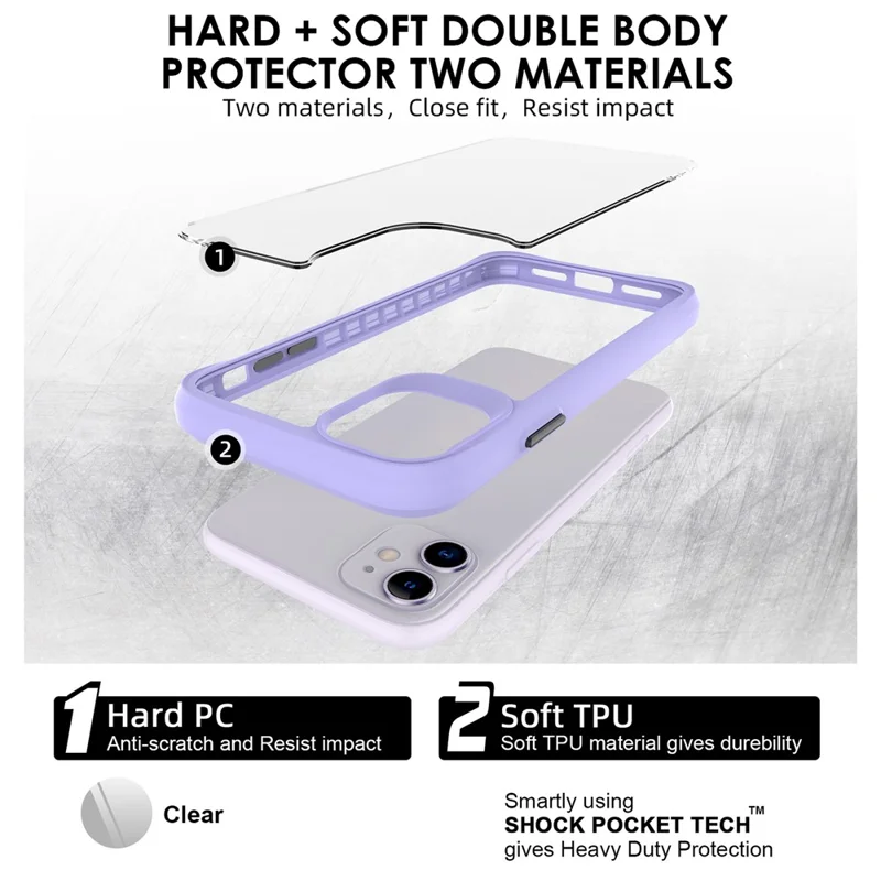 Combat X Mode Series for iPhone 11 Cell Phone Case TPU+PC Shockproof Back Shell - Purple