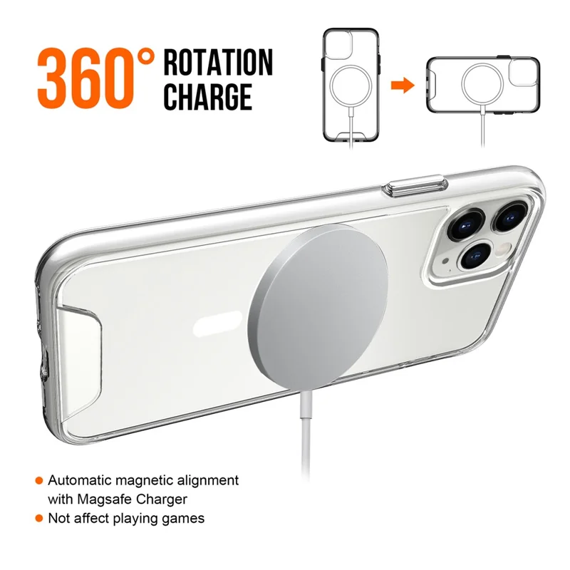 Per iPhone 11 Pro Max Custodia Magnetica Caso TPU+PC Slim-Fit Copertura Posteriore Compatibile con MagSafe