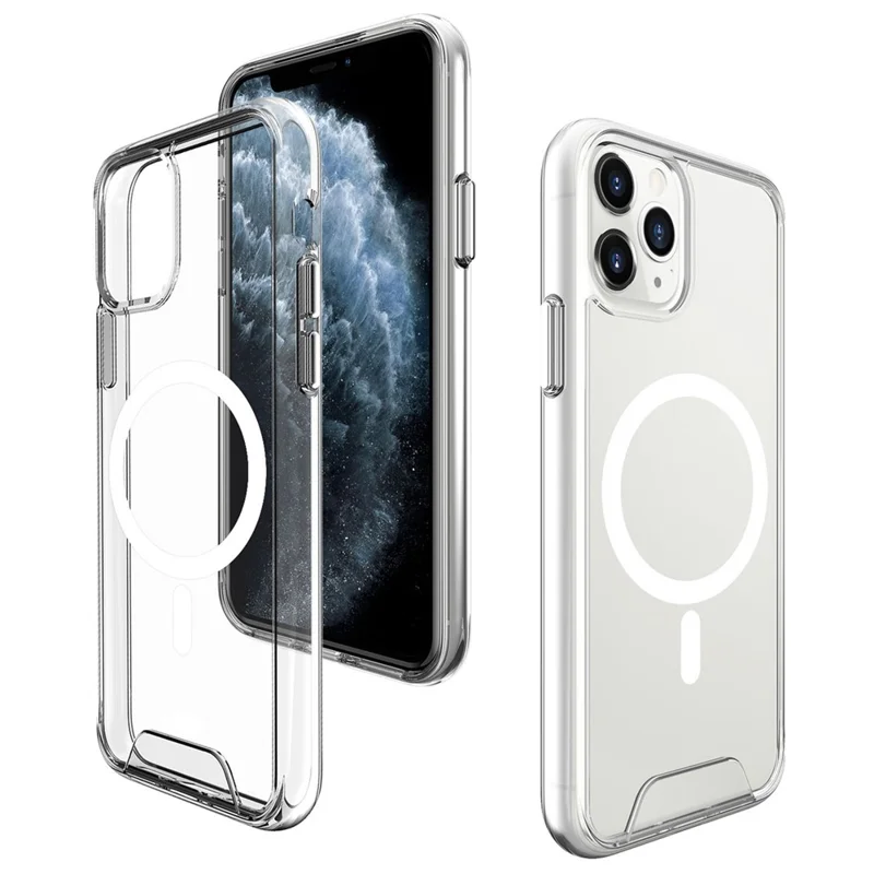 Per iPhone 11 Pro Max Custodia Magnetica Caso TPU+PC Slim-Fit Copertura Posteriore Compatibile con MagSafe