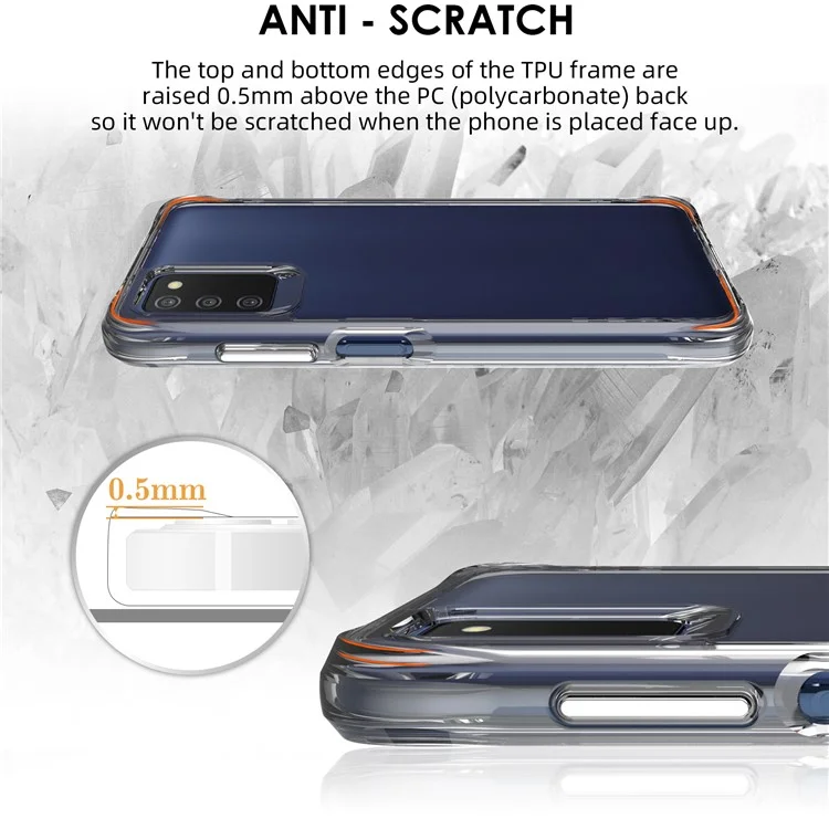 For Samsung Galaxy A03s (164.2 x 75.9 x 9.1mm) Dustproof PC + TPU Cover HD Transparent Phone Case