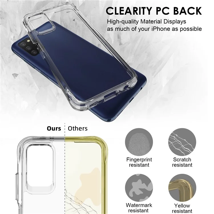 For Samsung Galaxy A03s (164.2 x 75.9 x 9.1mm) Dustproof PC + TPU Cover HD Transparent Phone Case