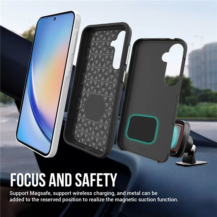 For Samsung Galaxy A35 5G Phone Cover TPU+PC Military Grade Drop-proof Back Case - Black