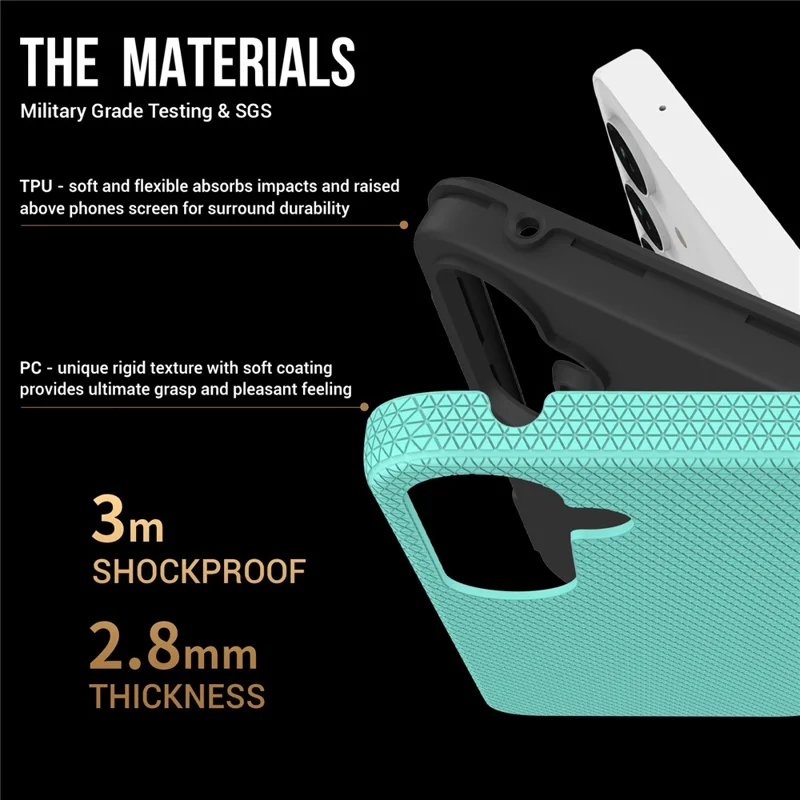 For Samsung Galaxy A35 5G Phone Cover TPU+PC Military Grade Drop-proof Back Case - Mint Green