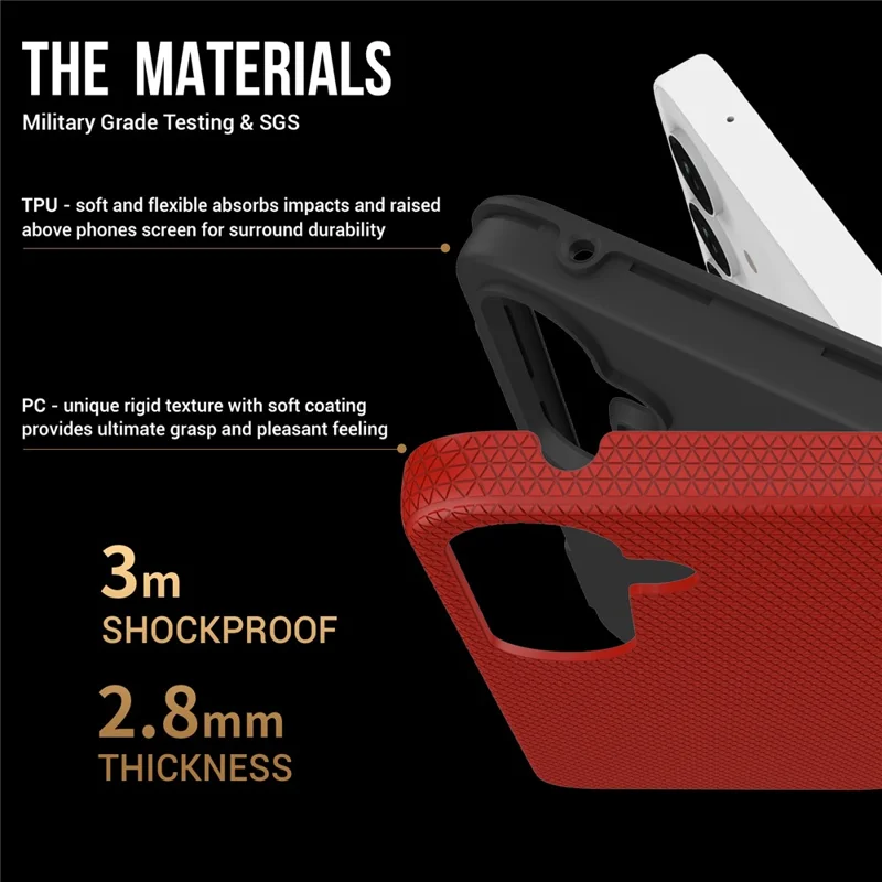 For Samsung Galaxy A35 5G Phone Cover TPU+PC Military Grade Drop-proof Back Case - Red