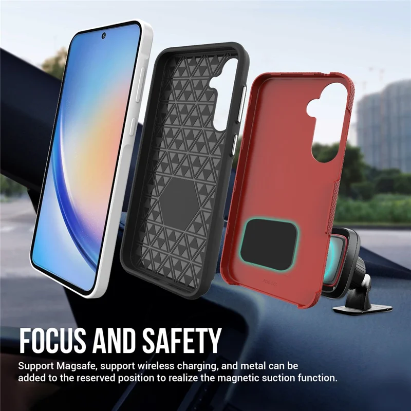 For Samsung Galaxy A35 5G Phone Cover TPU+PC Military Grade Drop-proof Back Case - Red