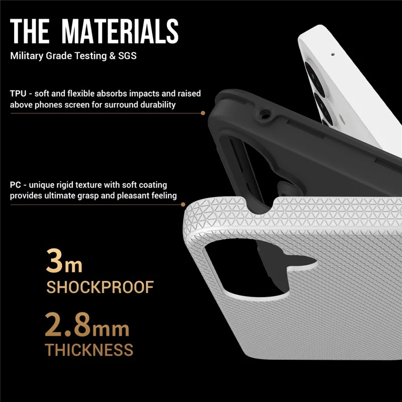 For Samsung Galaxy A35 5G Phone Cover TPU+PC Military Grade Drop-proof Back Case - Silver